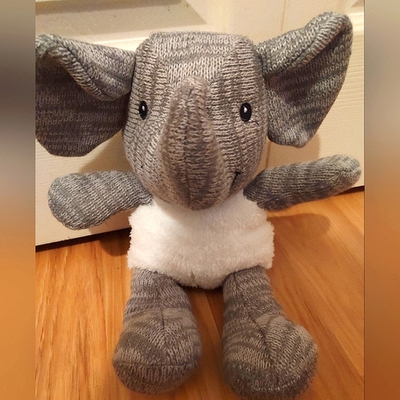 Spark Walmart Imagine Plush Elephant Rattle Knit Gray White Lovey Sewn Eyes 14” - Picture 1 of 11